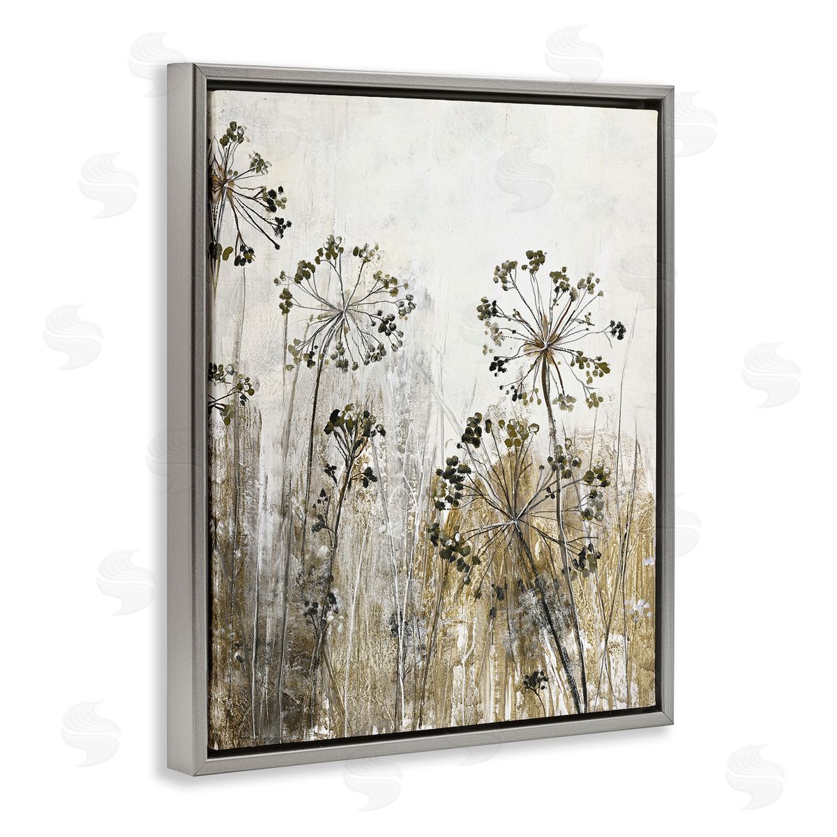 Daffodil Silhouettes Meadow Grey Floating Frame Canvas Wall Art, Home Decor by Design Fabrikken