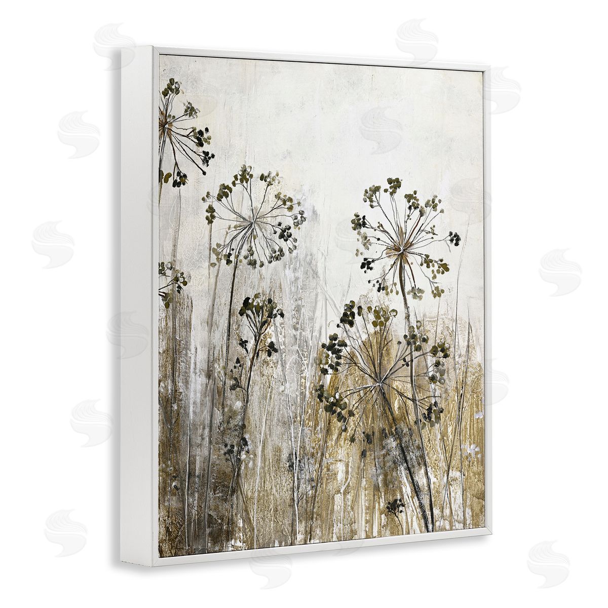 Daffodil Silhouettes Meadow White Frame Print Wall Art, Home Decor by Design Fabrikken