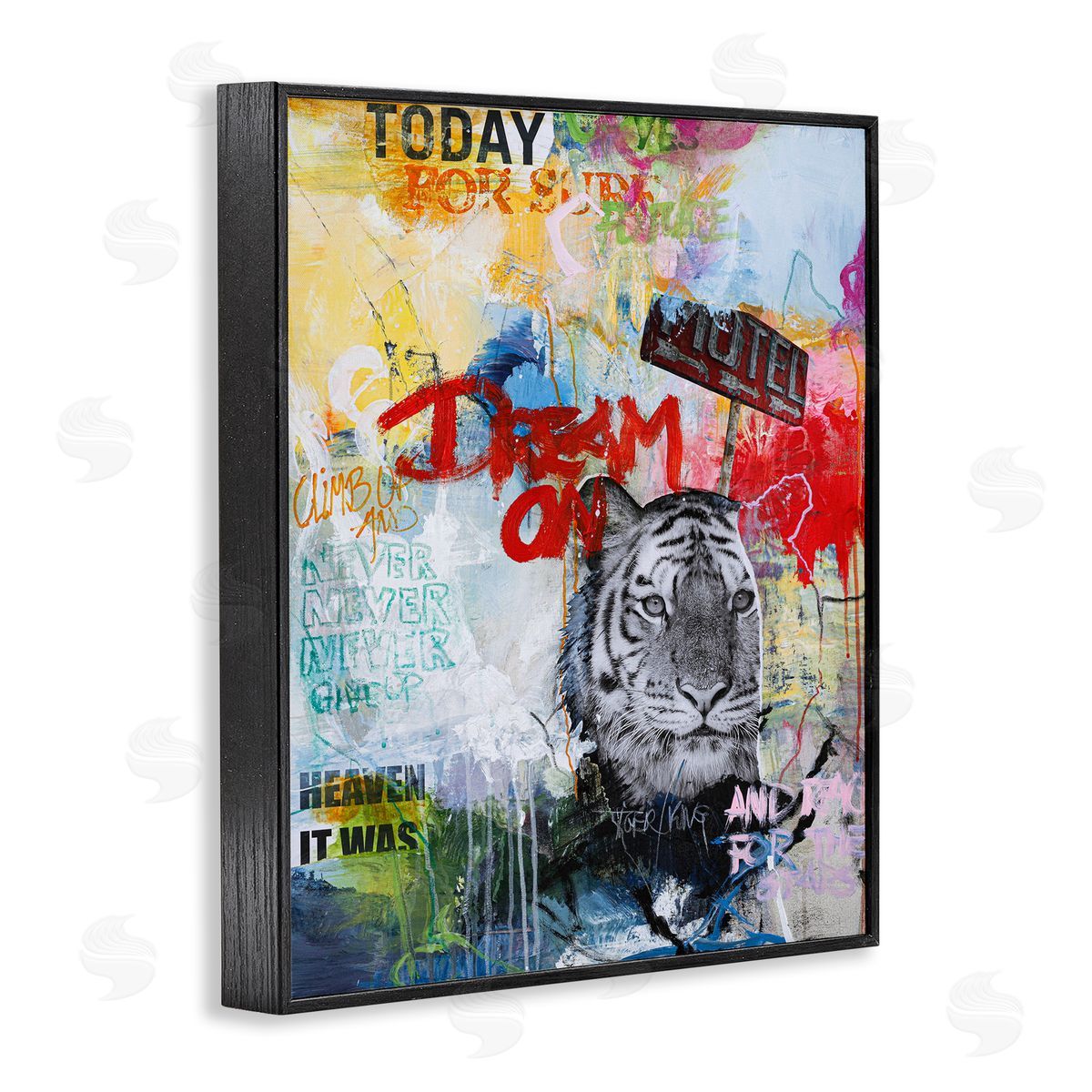 Inspiring Graffiti & Tiger Black Frame Print Wall Art, Home Decor by Design Fabrikken