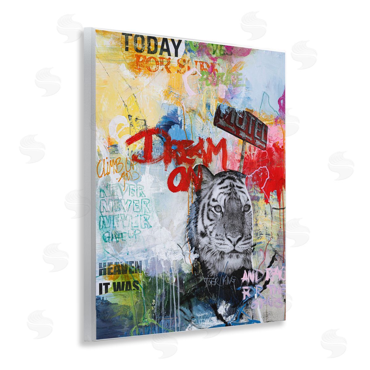 Inspiring Graffiti & Tiger Wood Plaque Wall Art, Home Decor by Design Fabrikken
