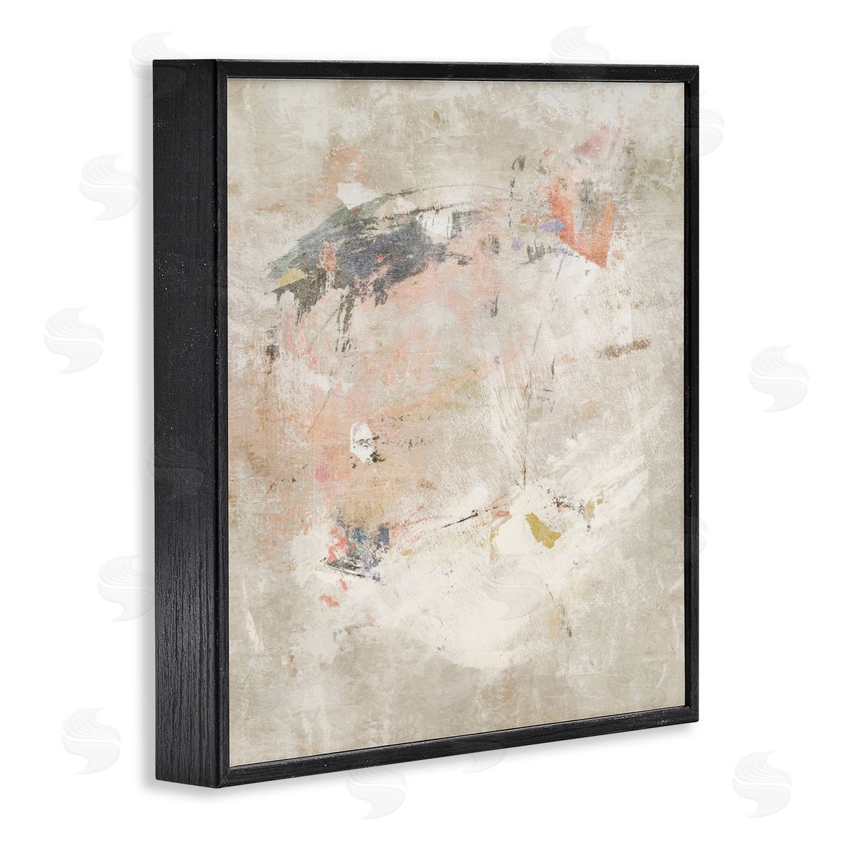 Distressed Pale Neutrals Black Frame Print Wall Art, Home Decor by Suzanne Nicoll