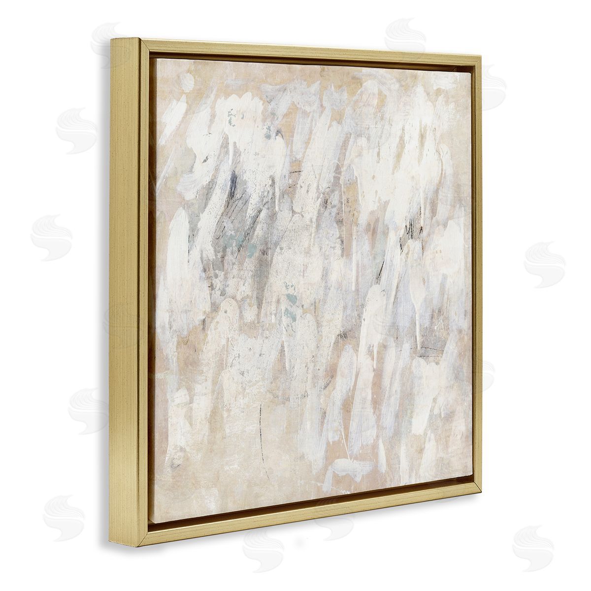 Muted Neutral Dapples Gold Floating Frame Canvas Wall Art, Home Decor by Suzanne Nicoll