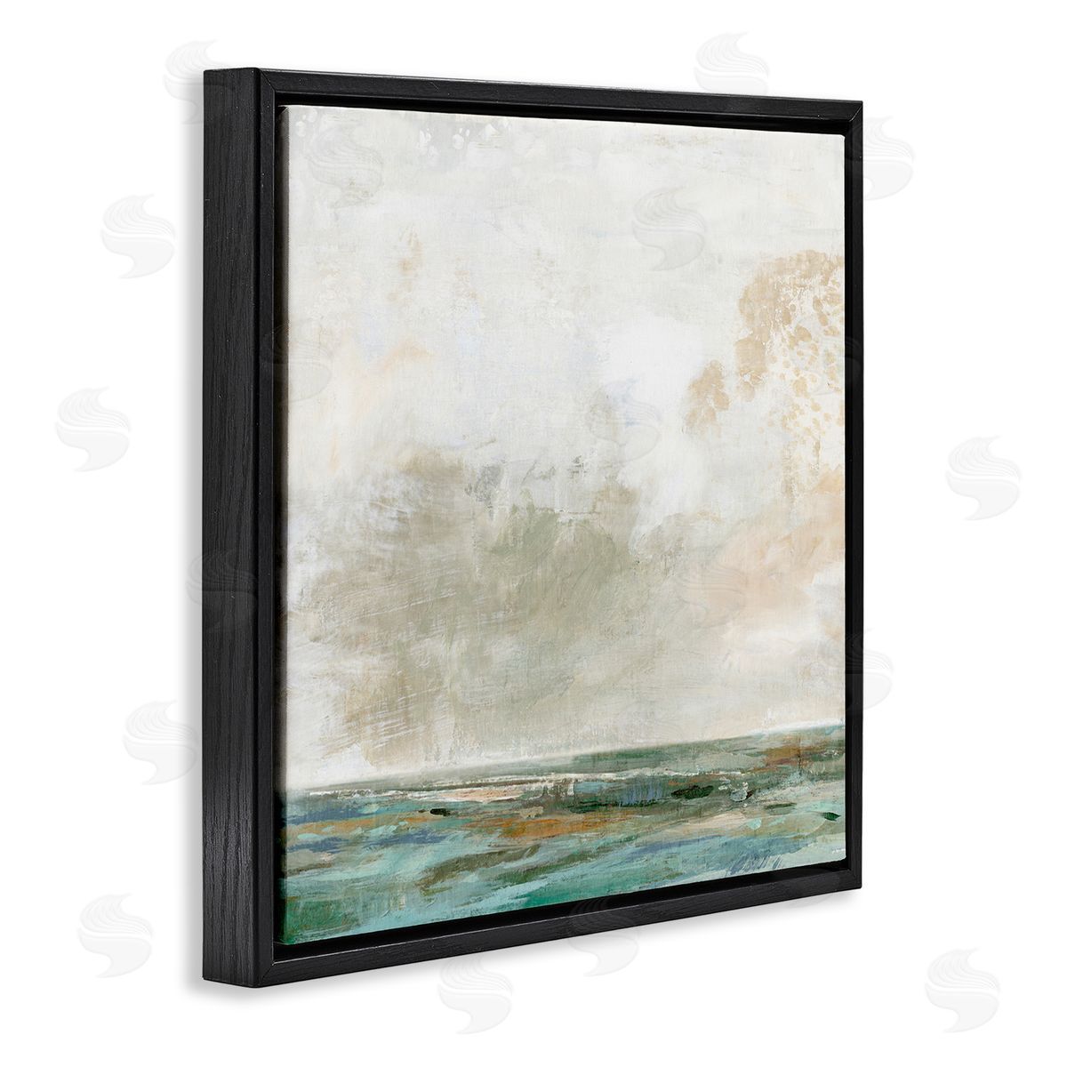 Rustic Seascape Neutrals Black Floating Frame Canvas Wall Art, Home Decor by Suzanne Nicoll