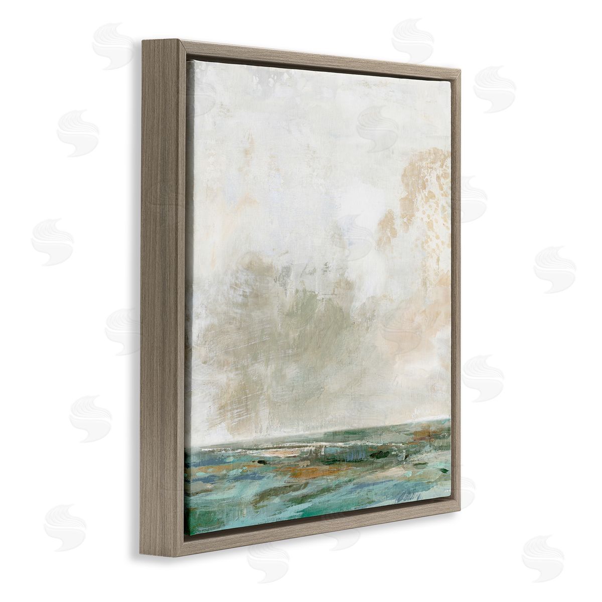 Rustic Seascape Neutrals Brown Floating Frame Canvas Wall Art, Home Decor by Suzanne Nicoll