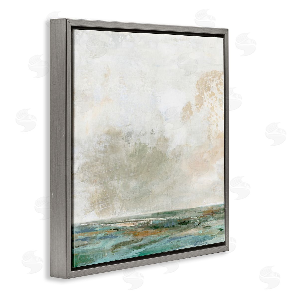Rustic Seascape Neutrals Grey Floating Frame Canvas Wall Art, Home Decor by Suzanne Nicoll