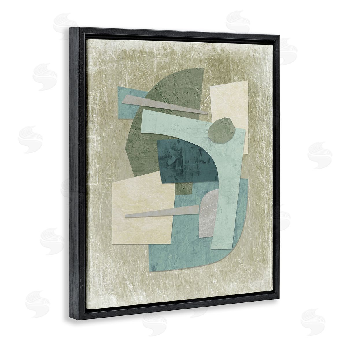 Layered Neutral Arrangement Black Floating Frame Canvas Wall Art, Home Decor by Suzanne Nicoll