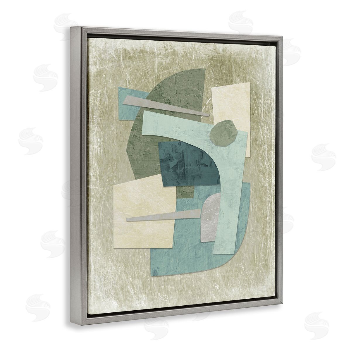 Layered Neutral Arrangement Grey Floating Frame Canvas Wall Art, Home Decor by Suzanne Nicoll