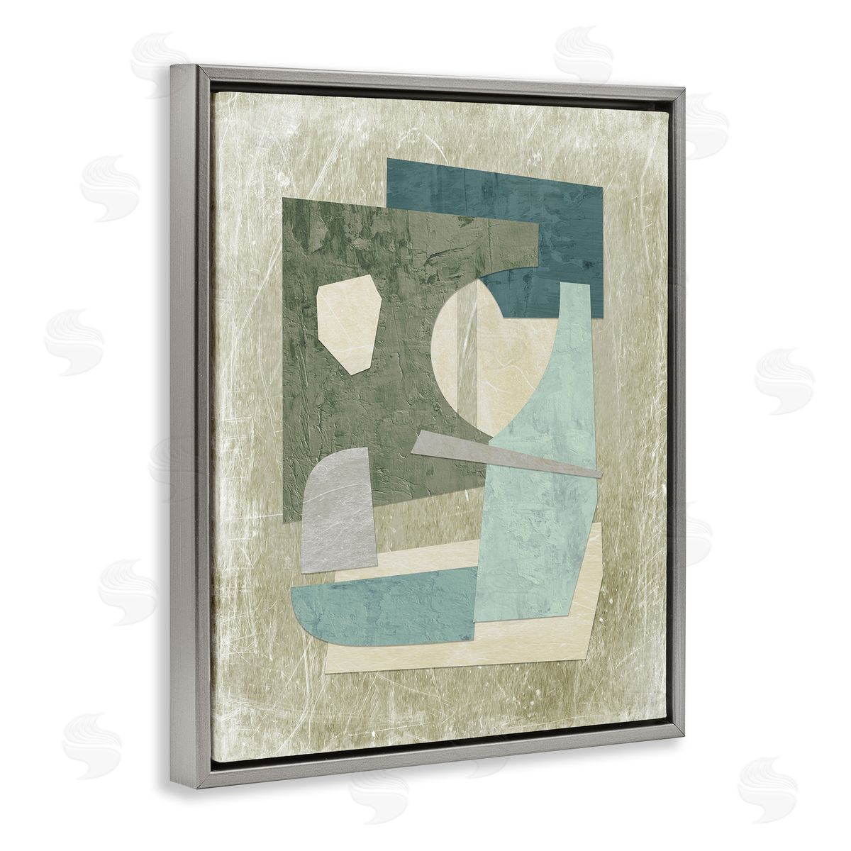 Neutral Shapes Arranged Grey Floating Frame Canvas Wall Art, Home Decor by Suzanne Nicoll