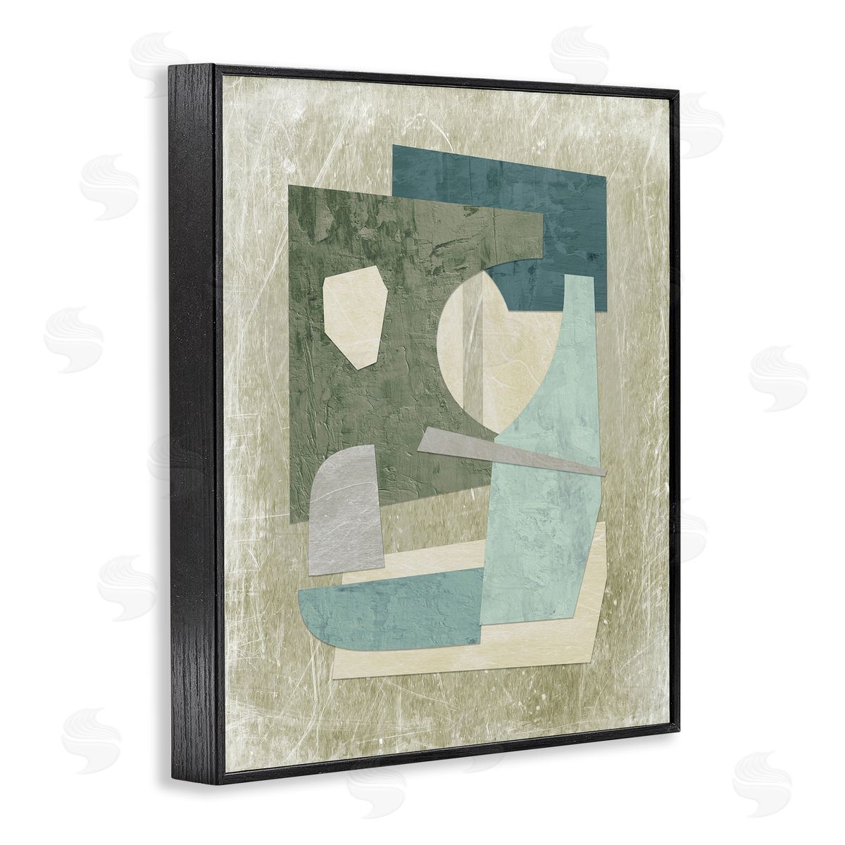 Neutral Shapes Arranged Black Frame Print Wall Art, Home Decor by Suzanne Nicoll