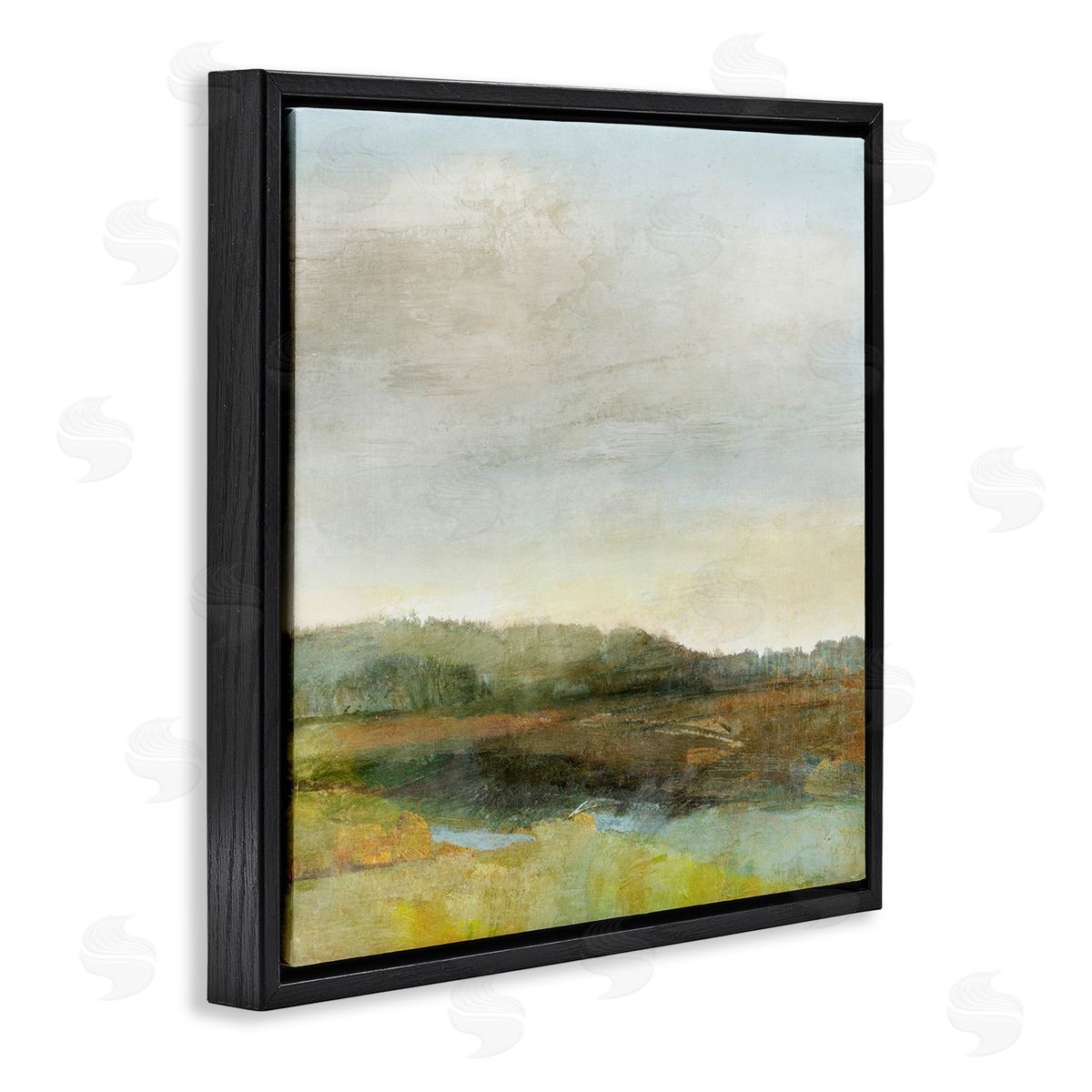 Warm Summer Meadow Hills Black Floating Frame Canvas Wall Art, Home Decor by Suzanne Nicoll