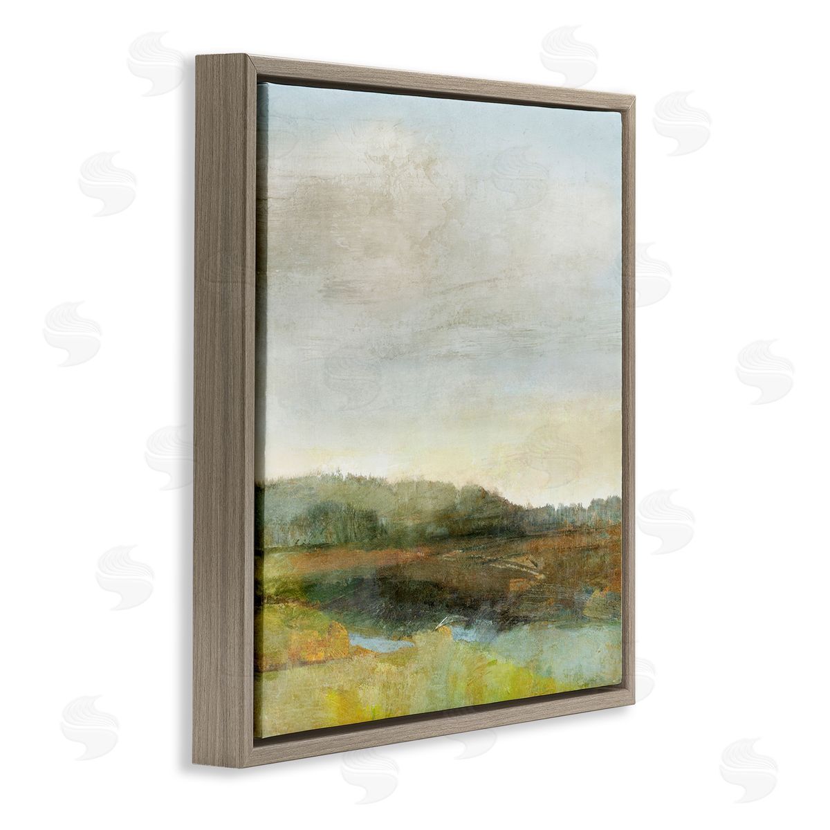 Warm Summer Meadow Hills Brown Floating Frame Canvas Wall Art, Home Decor by Suzanne Nicoll