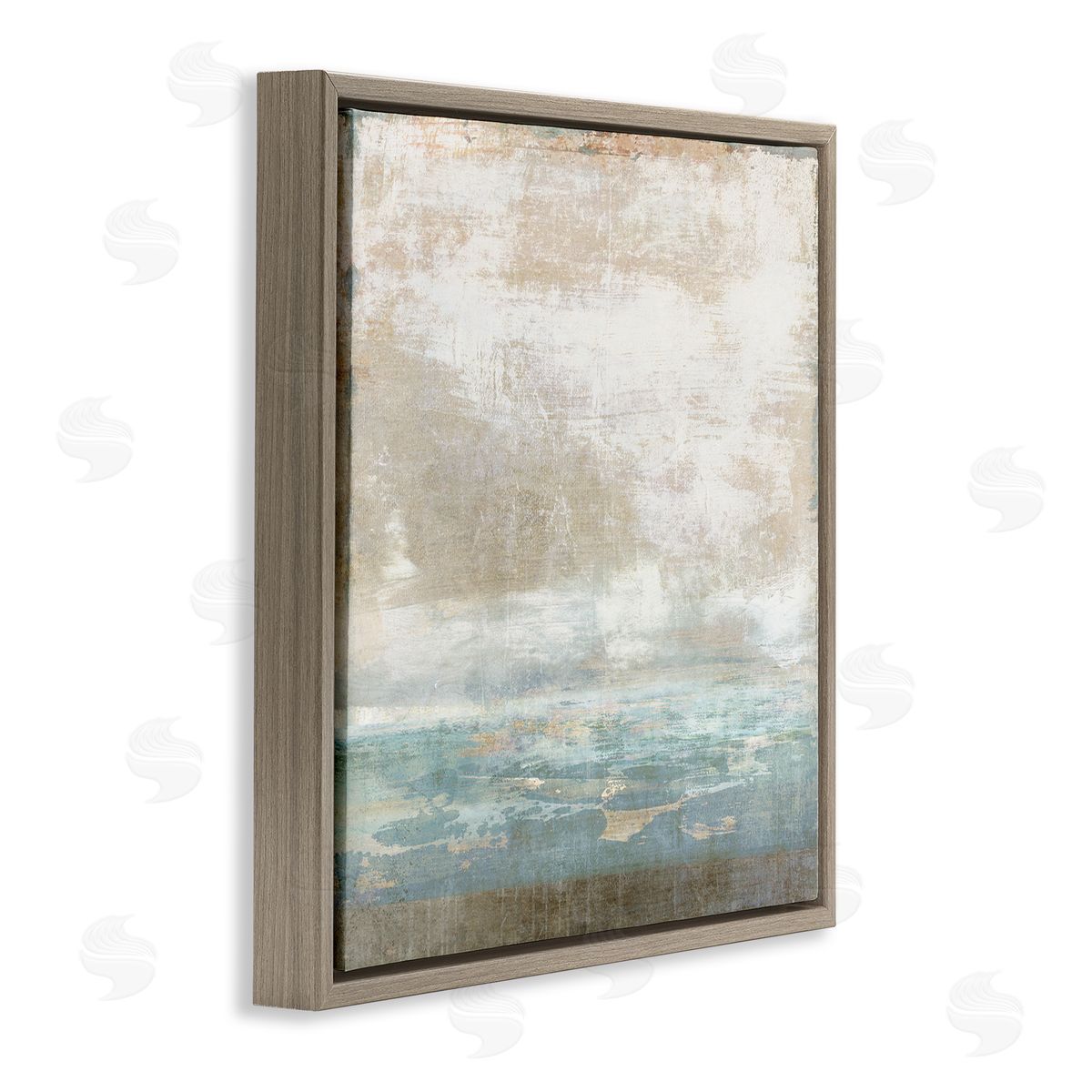 Rustic Blue Beige Ombre Brown Floating Frame Canvas Wall Art, Home Decor by Suzanne Nicoll