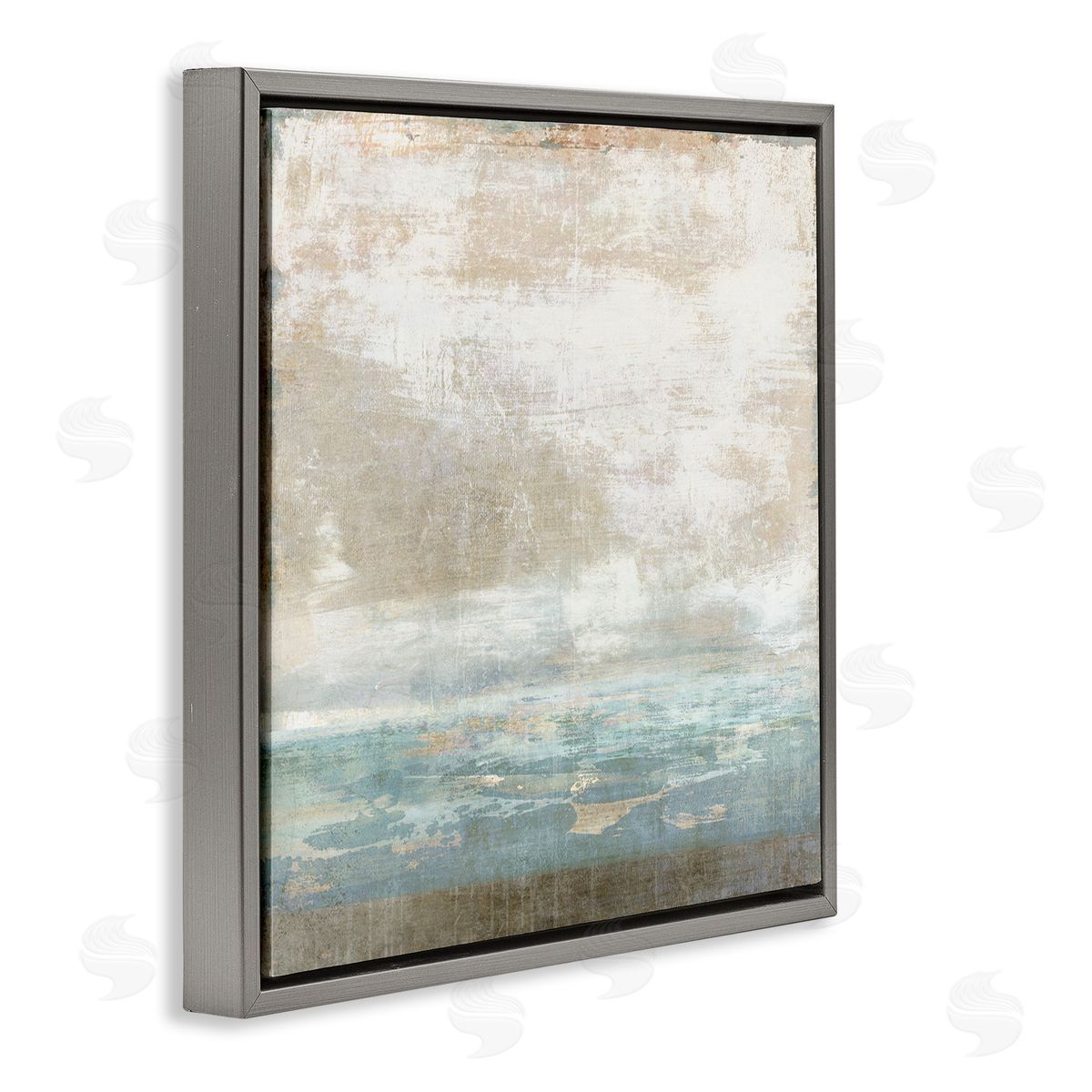 Rustic Blue Beige Ombre Grey Floating Frame Canvas Wall Art, Home Decor by Suzanne Nicoll