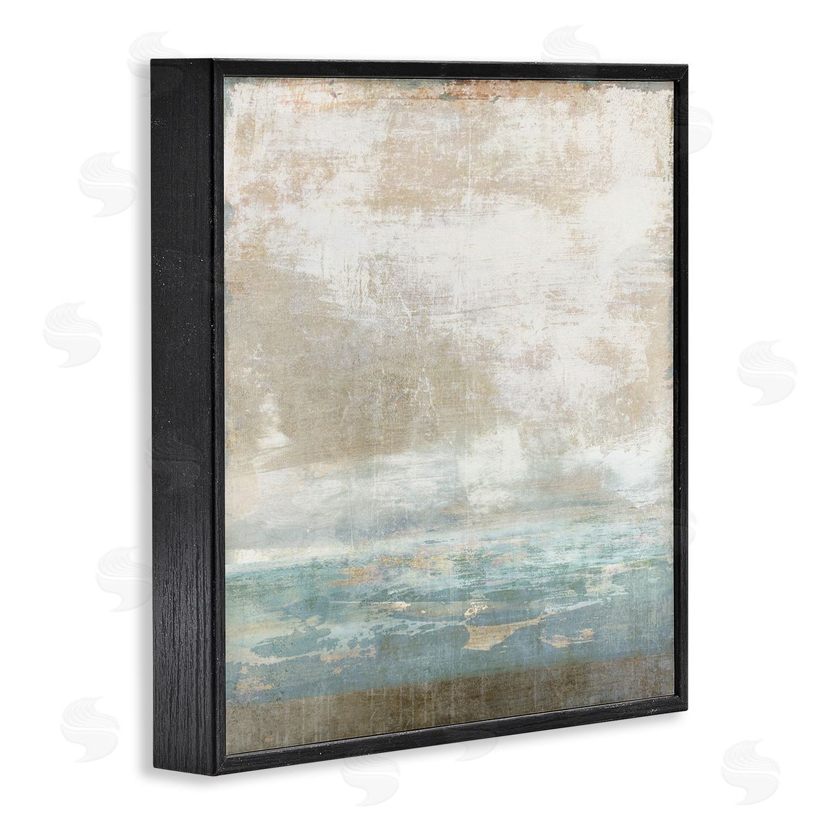 Rustic Blue Beige Ombre Black Frame Print Wall Art, Home Decor by Suzanne Nicoll