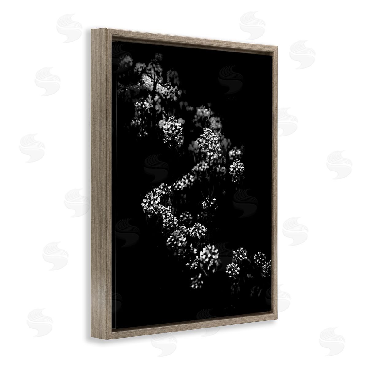 Curved Blossom Line Brown Floating Frame Canvas Wall Art, Home Decor by Brian Carson