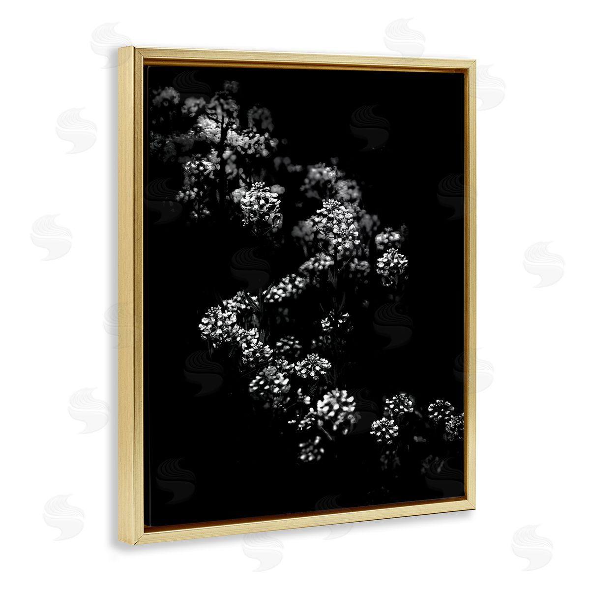 Curved Blossom Line Gold Floating Frame Canvas Wall Art, Home Decor by Brian Carson