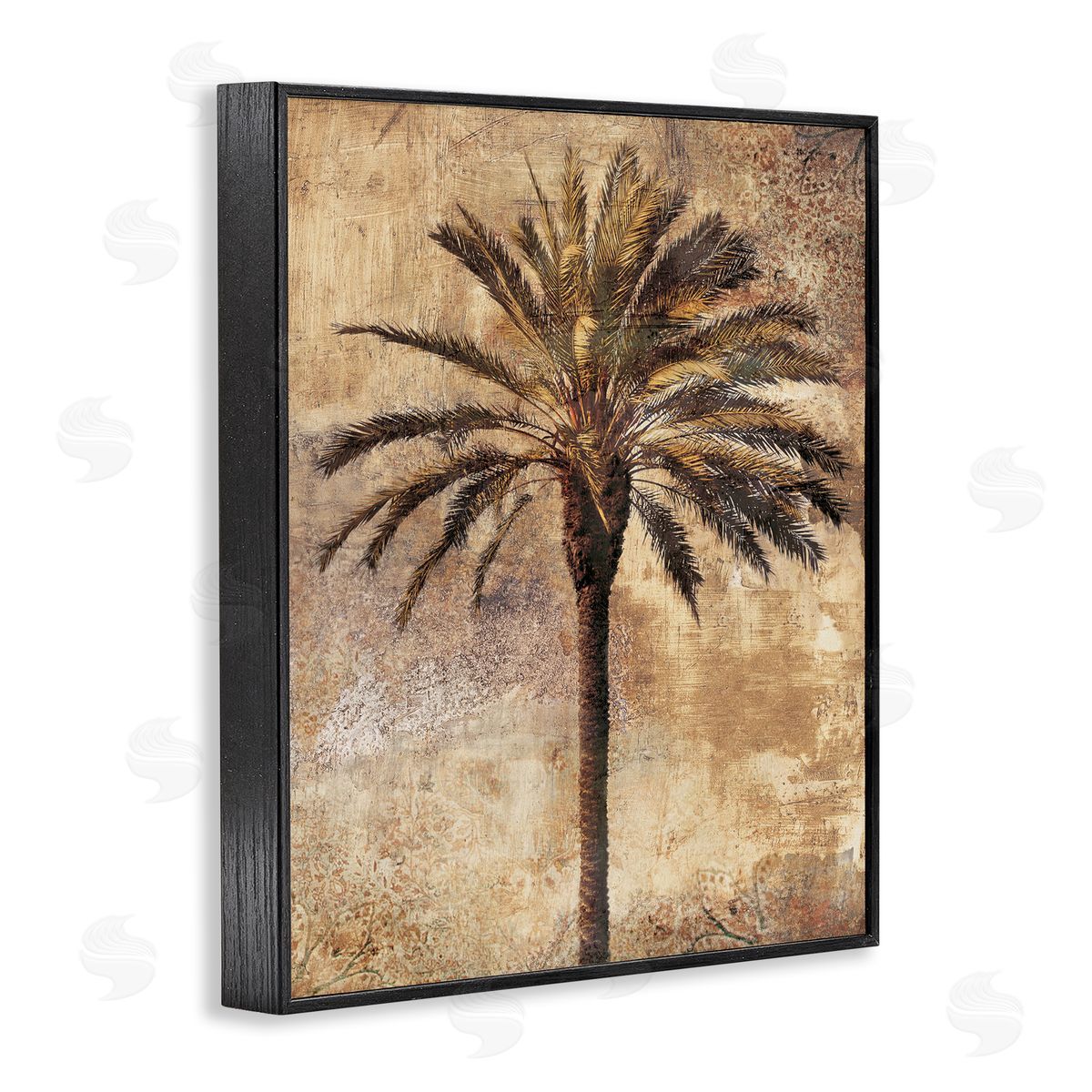 Distressed Palm Tree Black Frame Print Wall Art, Home Decor by Dan Sproul