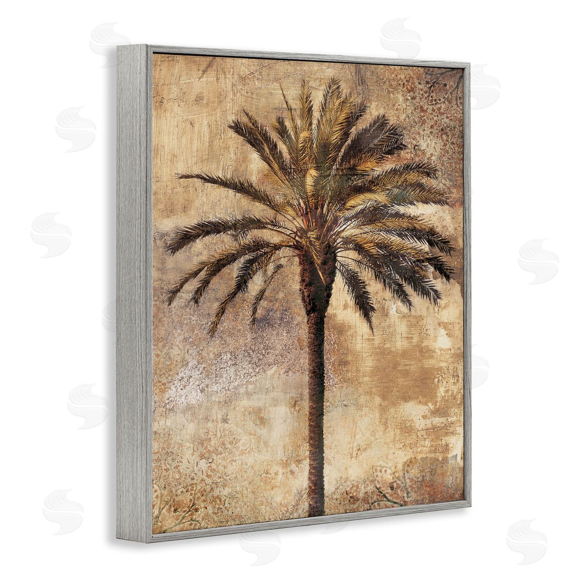 Distressed Palm Tree Grey Frame Print Wall Art, Home Decor by Dan Sproul