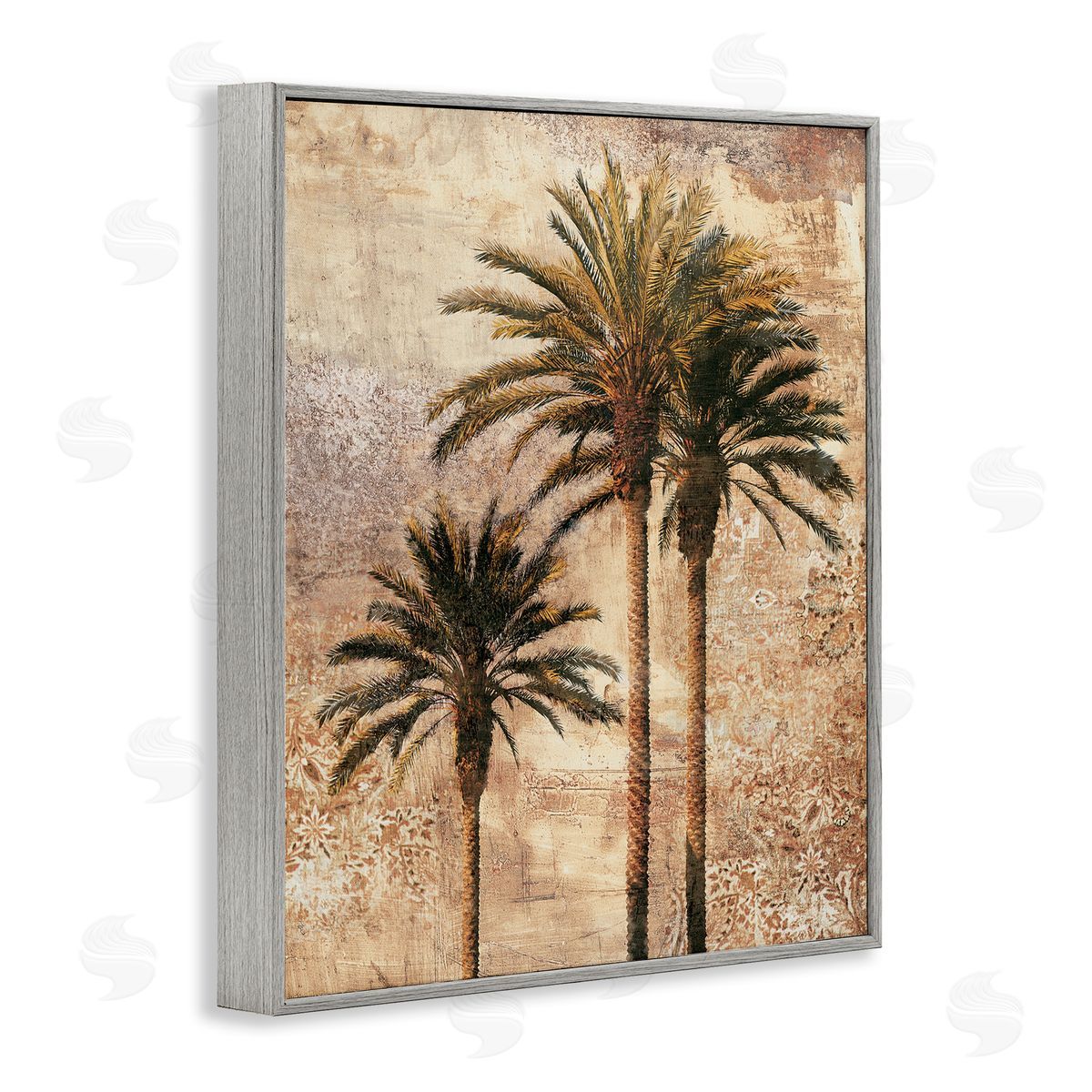 Rustic Vintage Palms Grey Frame Print Wall Art, Home Decor by Elizabeth Wright