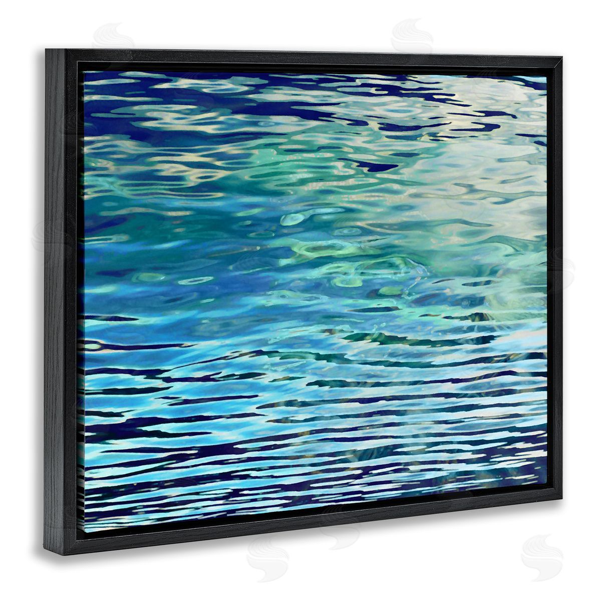 Sunlit Sea Ripples Black Floating Frame Canvas Wall Art, Home Decor by Michael Barrett