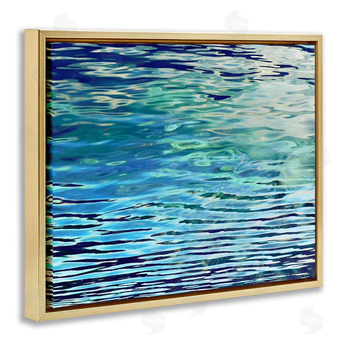 Sunlit Sea Ripples Gold Floating Frame Canvas Wall Art, Home Decor by Michael Barrett