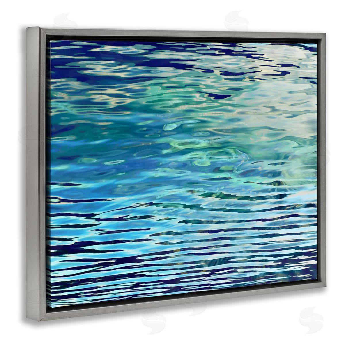 Sunlit Sea Ripples Grey Floating Frame Canvas Wall Art, Home Decor by Michael Barrett