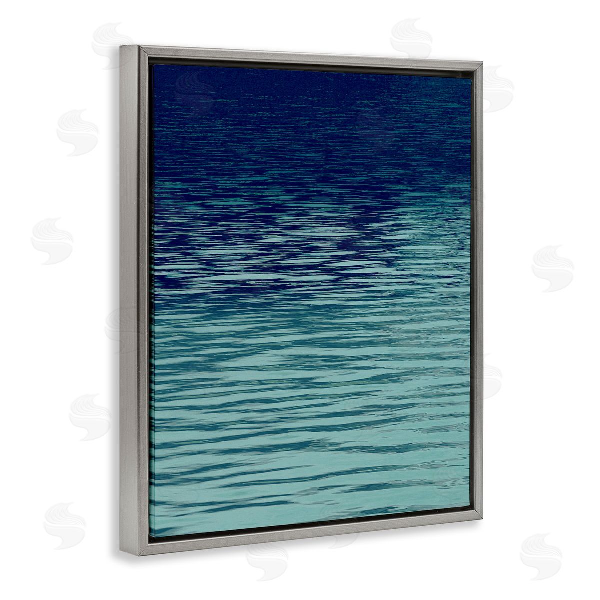 Ocean Ripples Gradient Grey Floating Frame Canvas Wall Art, Home Decor by Maggie Olsen