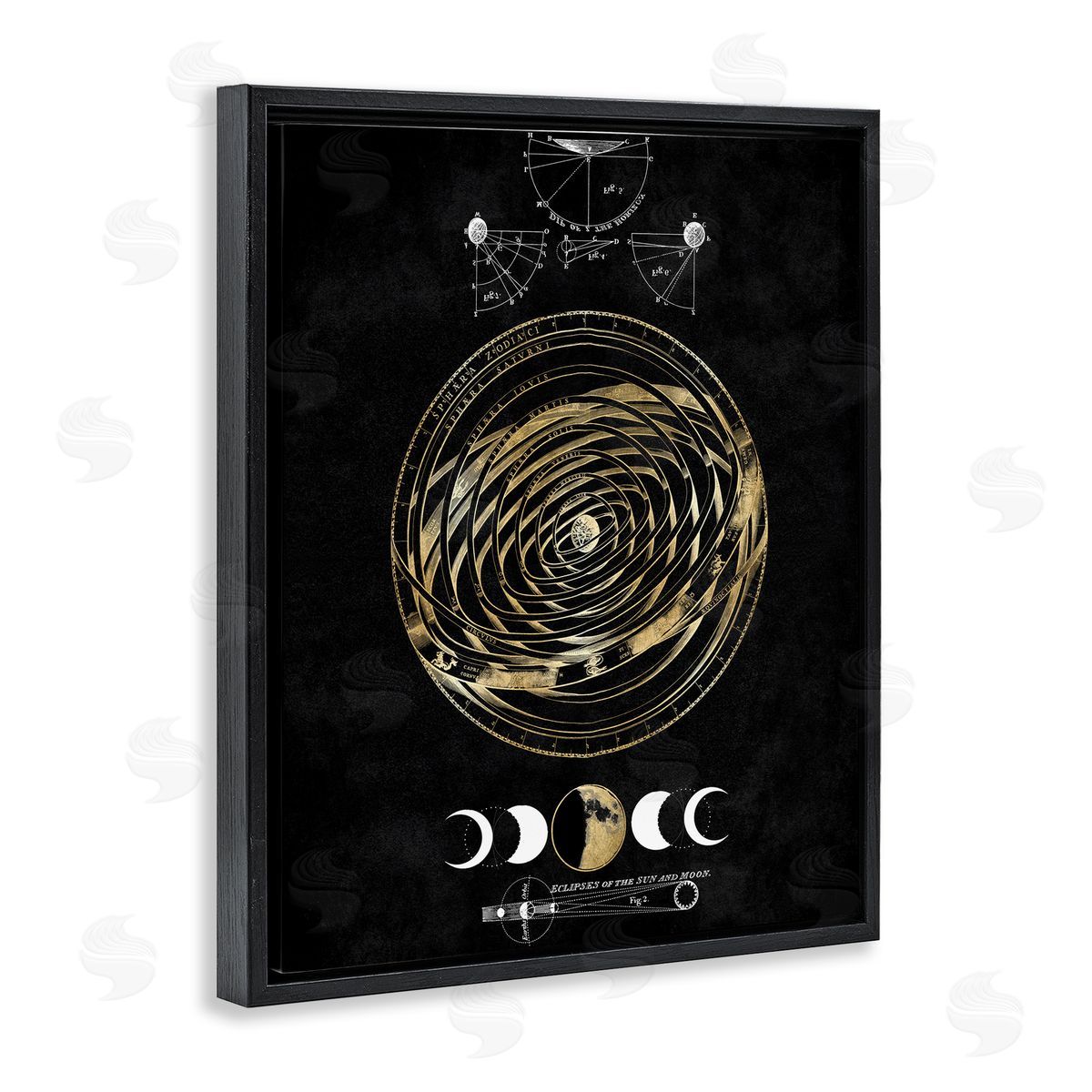 Eclipses of Sun & Moon Black Floating Frame Canvas Wall Art, Home Decor by Oliver Jeffries