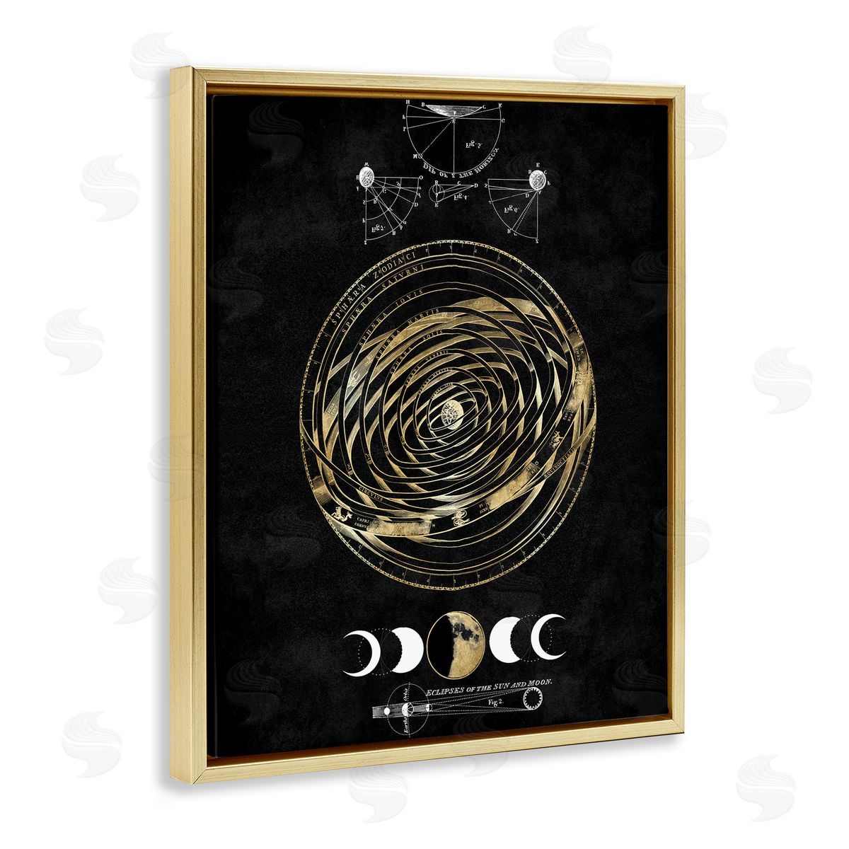 Eclipses of Sun & Moon Gold Floating Frame Canvas Wall Art, Home Decor by Oliver Jeffries