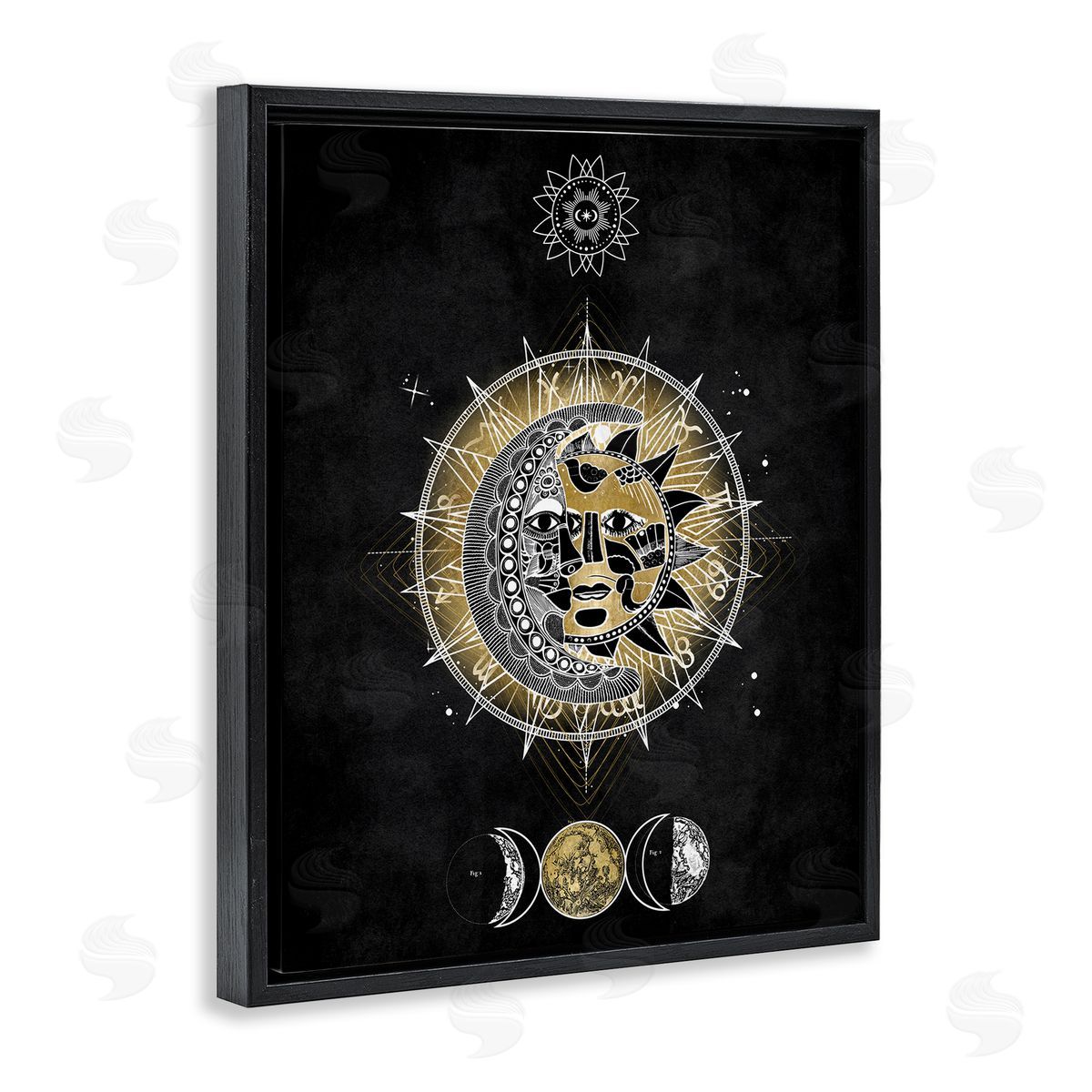 Lunar & Solar Fractal Black Floating Frame Canvas Wall Art, Home Decor by Oliver Jeffries