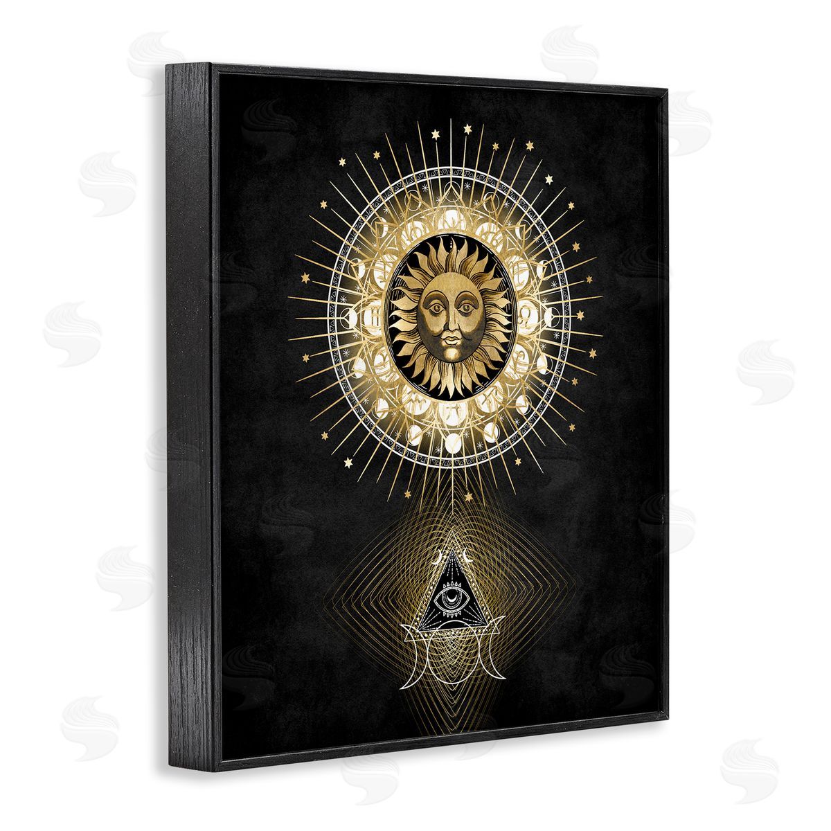 Astral Symbols & Sun Black Frame Print Wall Art, Home Decor by Oliver Jeffries
