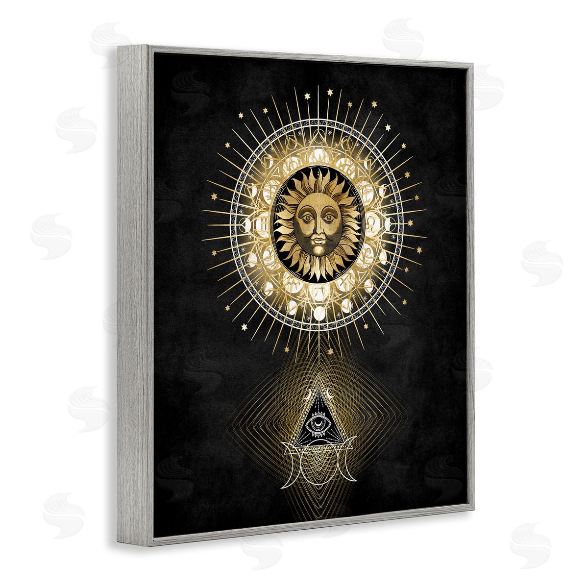 Astral Symbols & Sun Grey Frame Print Wall Art, Home Decor by Oliver Jeffries