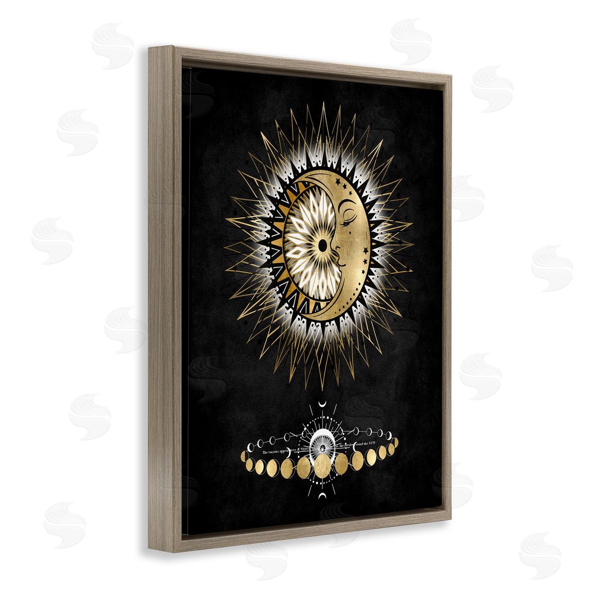Lunar Phrases Astrology Brown Floating Frame Canvas Wall Art, Home Decor by Oliver Jeffries