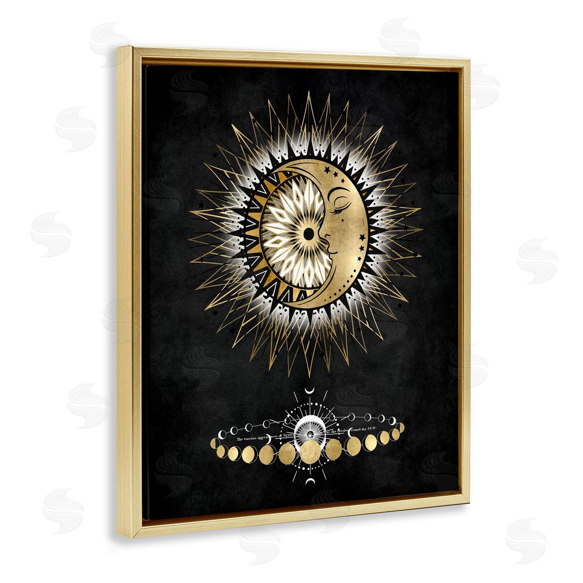 Lunar Phrases Astrology Gold Floating Frame Canvas Wall Art, Home Decor by Oliver Jeffries