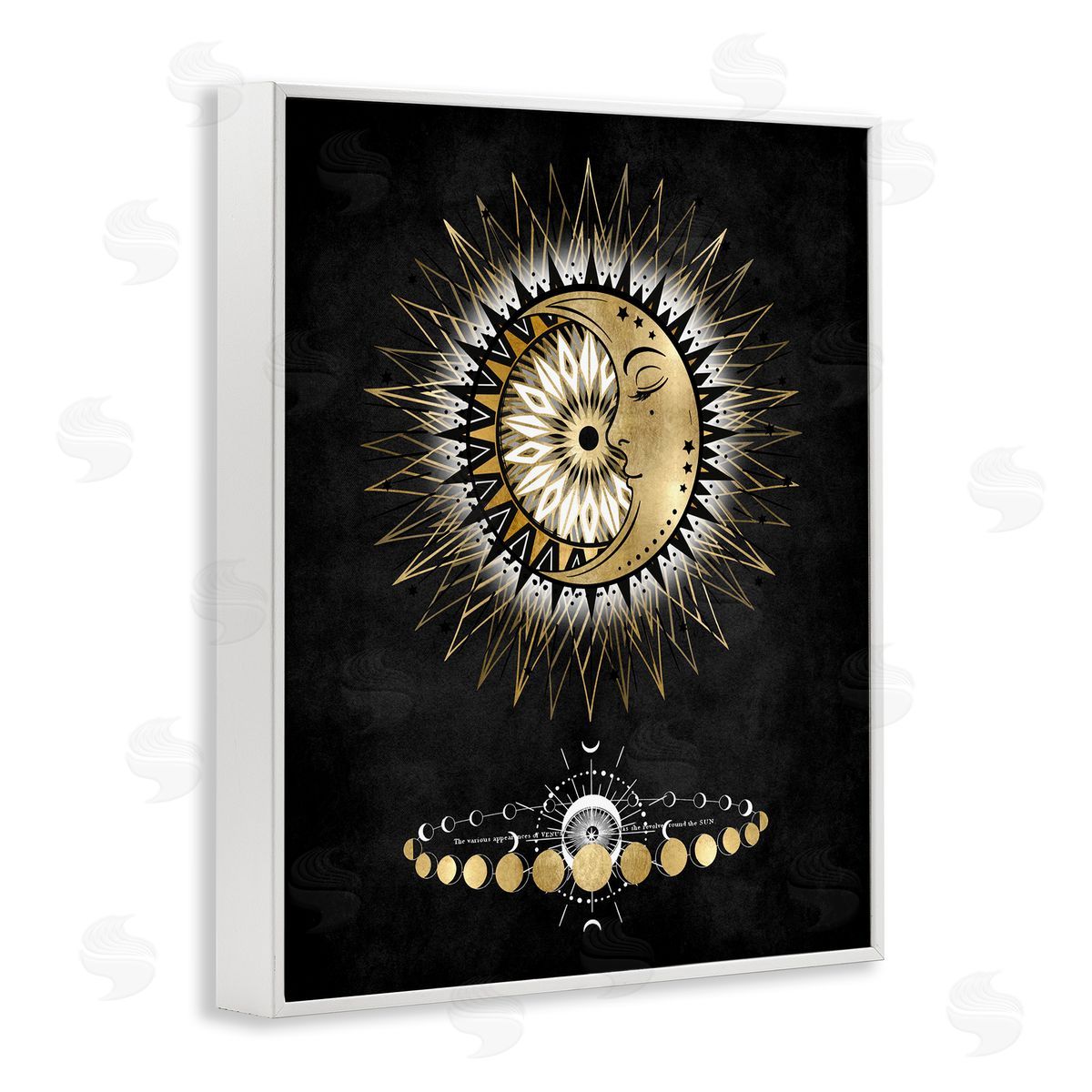 Lunar Phrases Astrology White Frame Print Wall Art, Home Decor by Oliver Jeffries