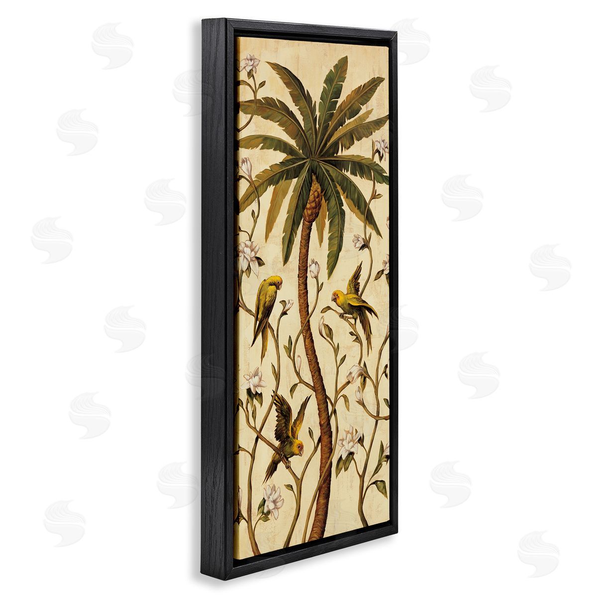 Parrots & Jungle Botanics Black Floating Frame Canvas Wall Art, Home Decor by Rodolfo Jimenez