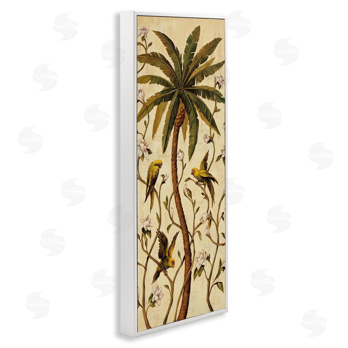 Parrots & Jungle Botanics White Frame Print Wall Art, Home Decor by Rodolfo Jimenez