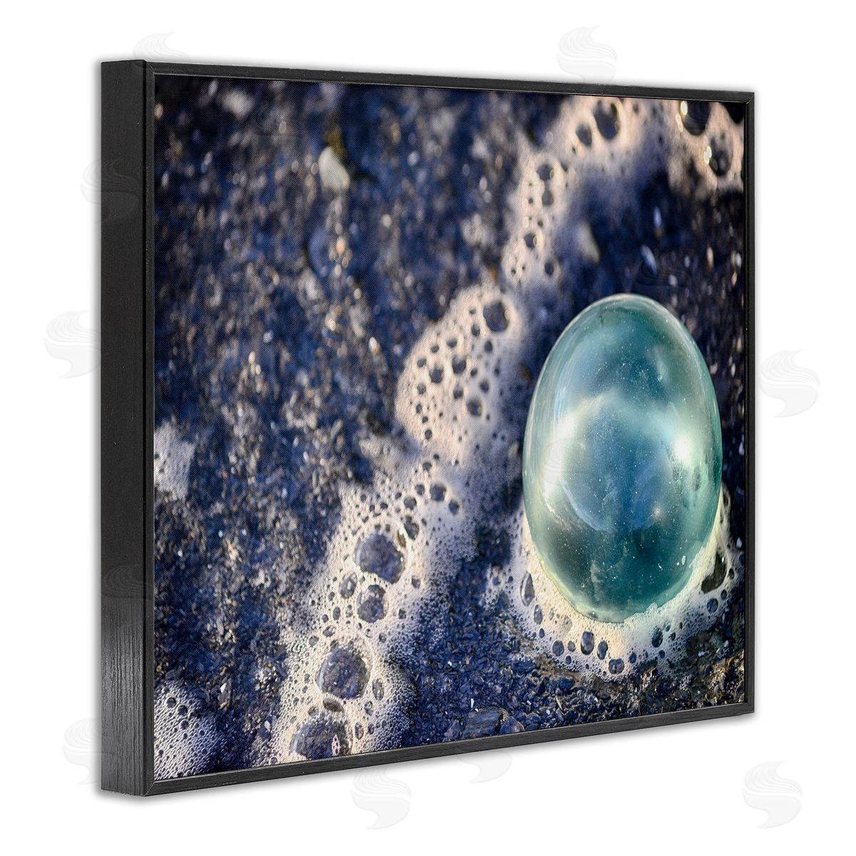 Beach Foam & Bubble Black Frame Print Wall Art, Home Decor by Savanah Plank