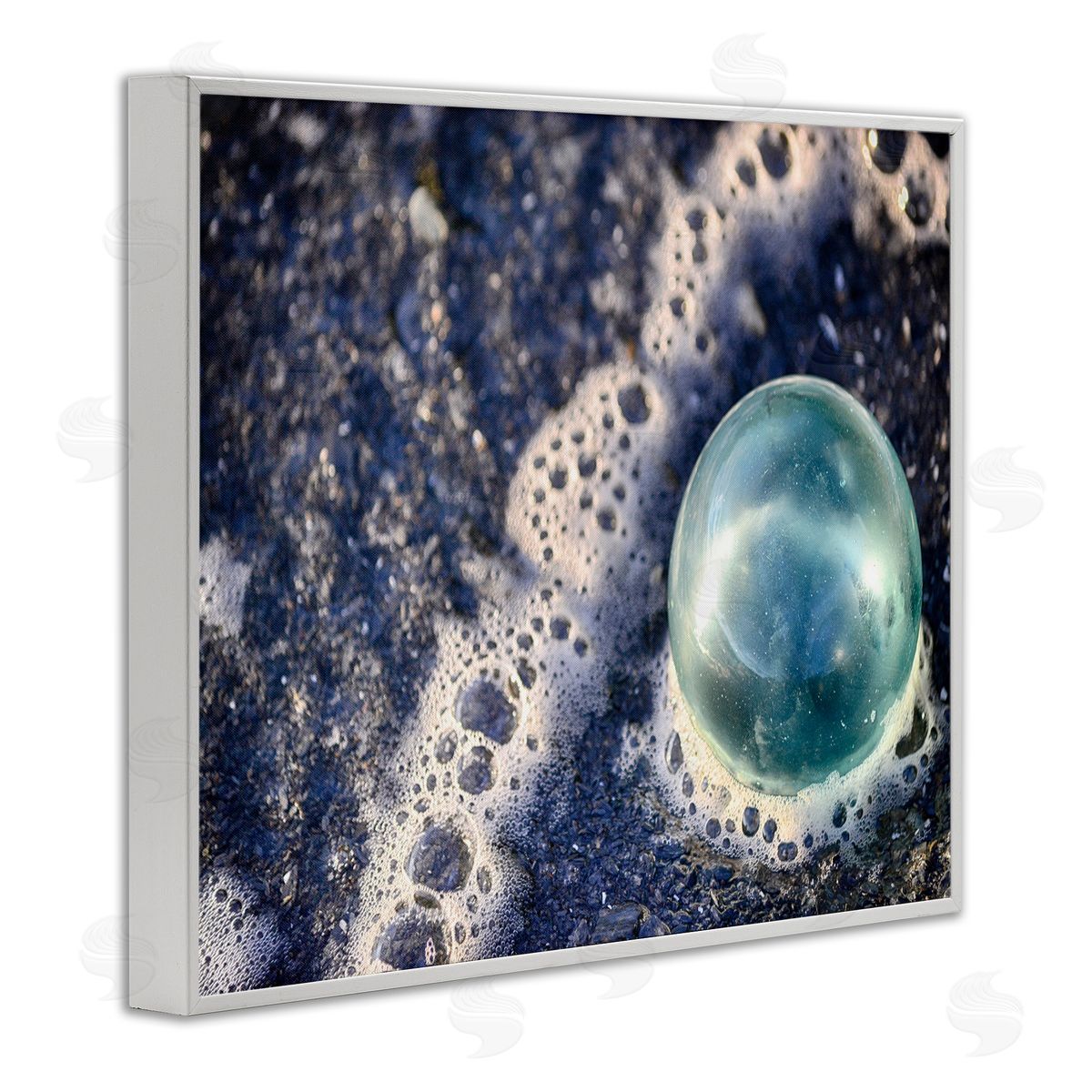 Beach Foam & Bubble White Frame Print Wall Art, Home Decor by Savanah Plank