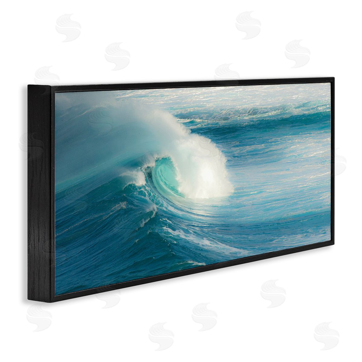 Bending Ocean Wave Black Frame Print Wall Art, Home Decor by Scott Bennion