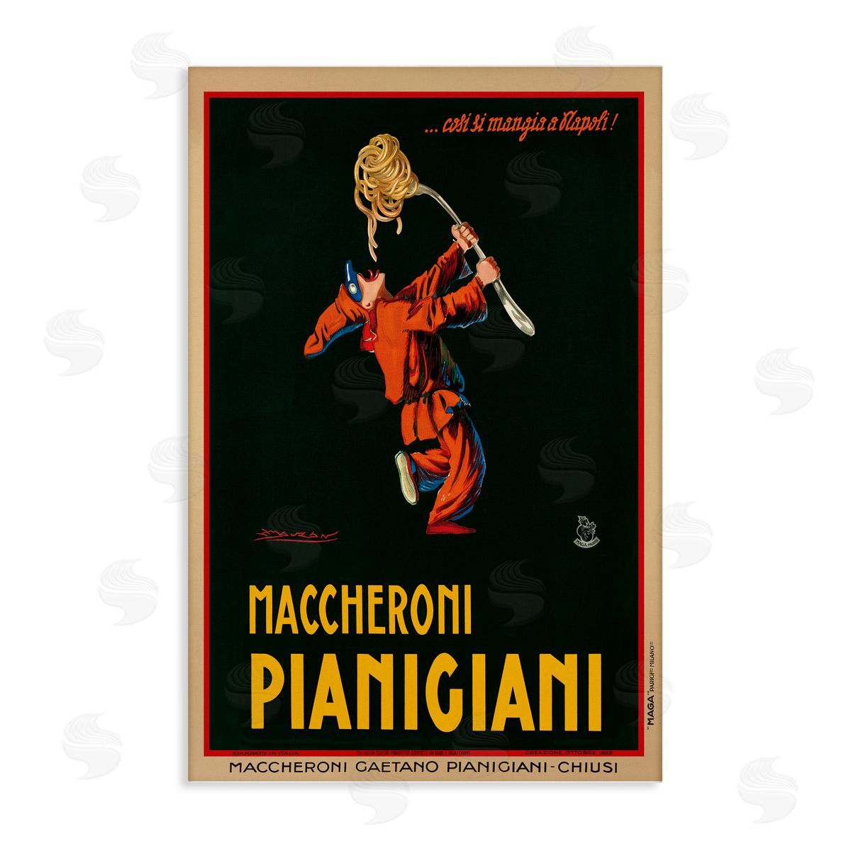 Maccheroni Vintage Ad Canvas Wall Art, Home Decor by Vintage Poster