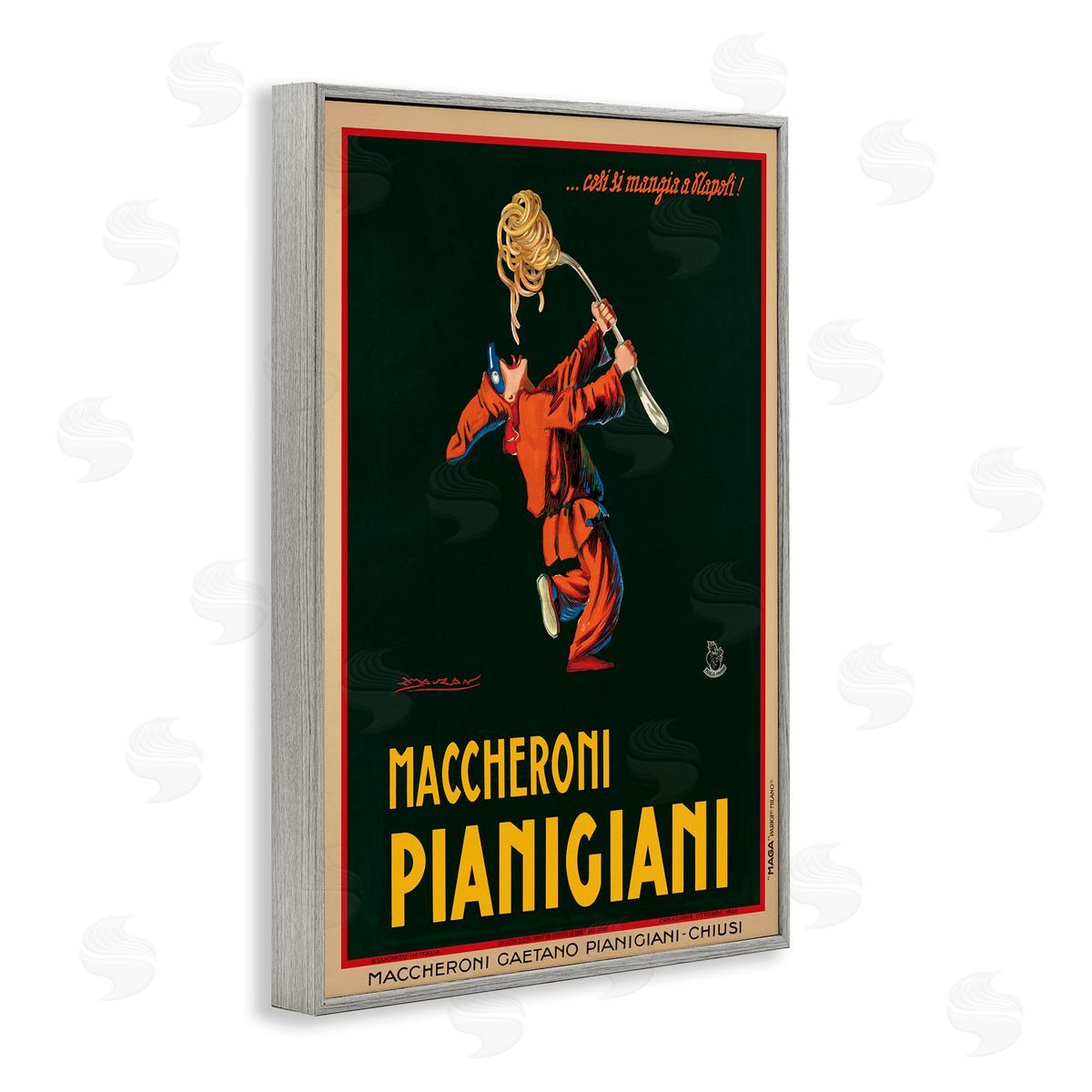 Maccheroni Vintage Ad Grey Frame Print Wall Art, Home Decor by Vintage Poster