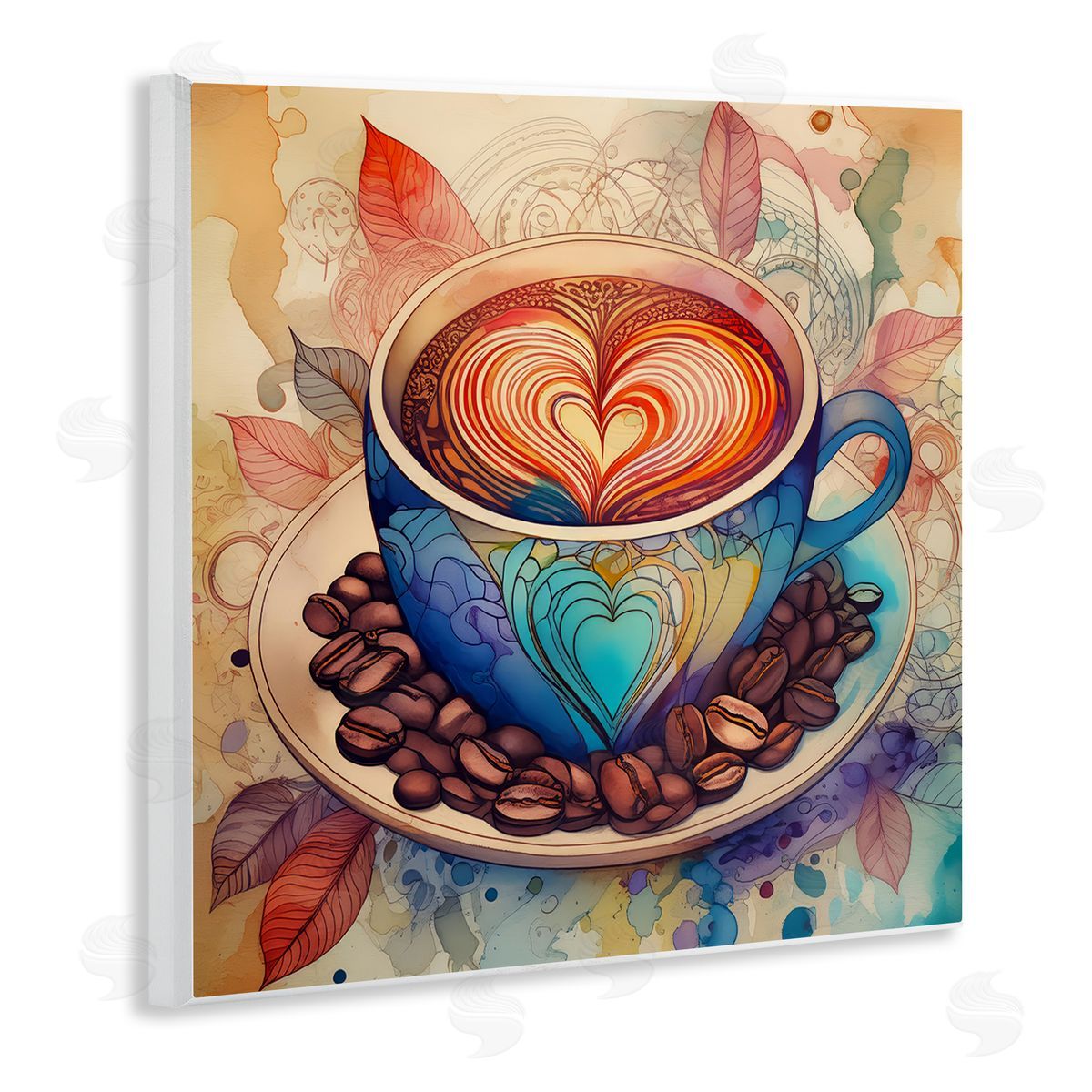 Coffee Beans & Latte Wood Plaque Wall Art, Home Decor by Alina Georgescu