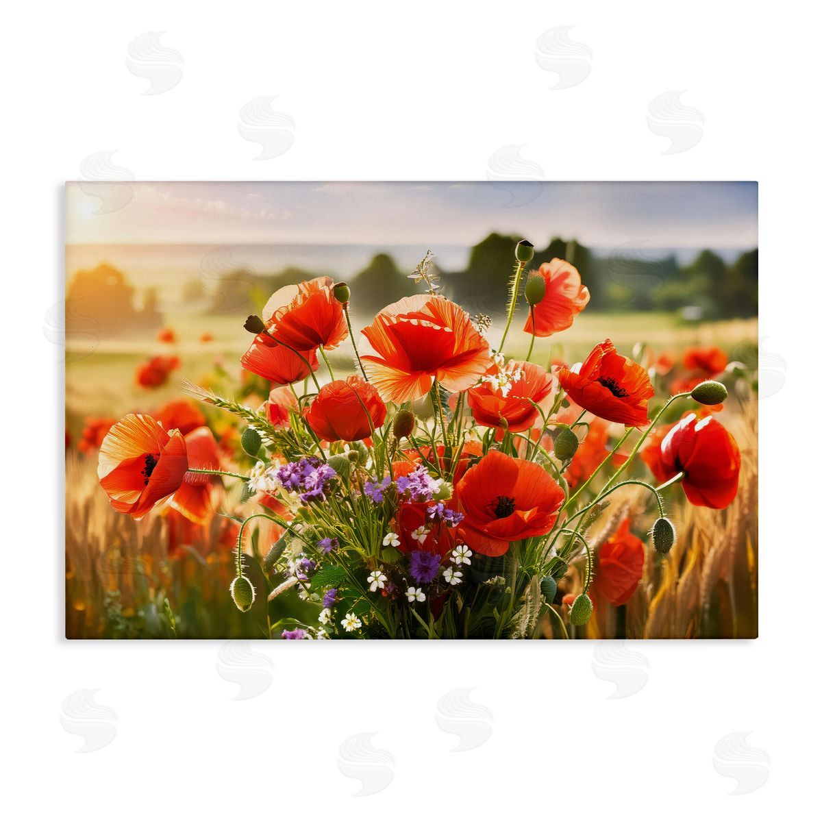 Bright Sunlit Spring Meadow Canvas Wall Art, Home Decor by Alina Georgescu