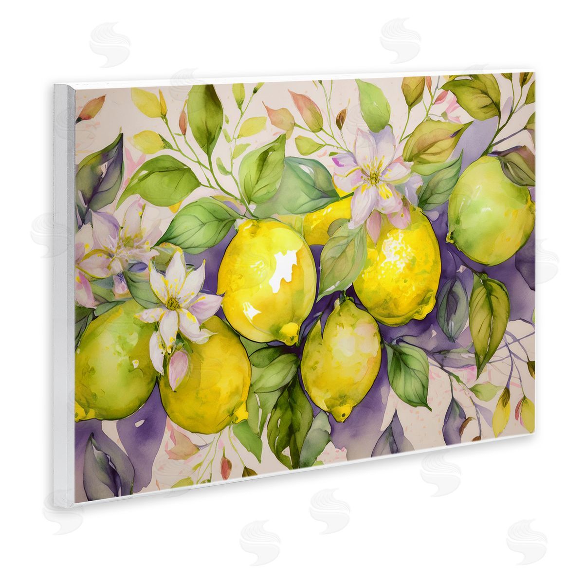 Cottage Lemon Blooms Wood Plaque Wall Art, Home Decor by Alina Georgescu