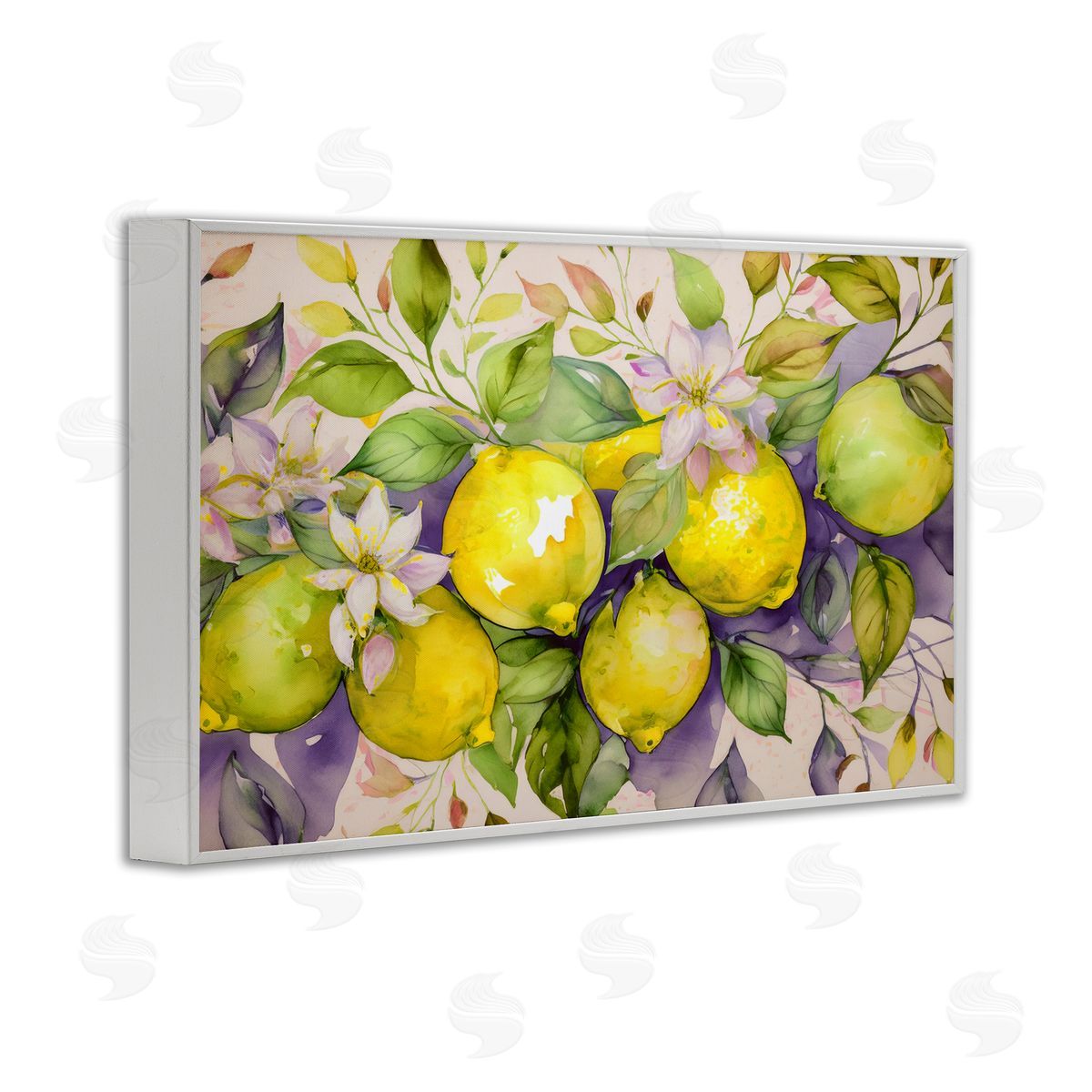 Cottage Lemon Blooms White Frame Print Wall Art, Home Decor by Alina Georgescu