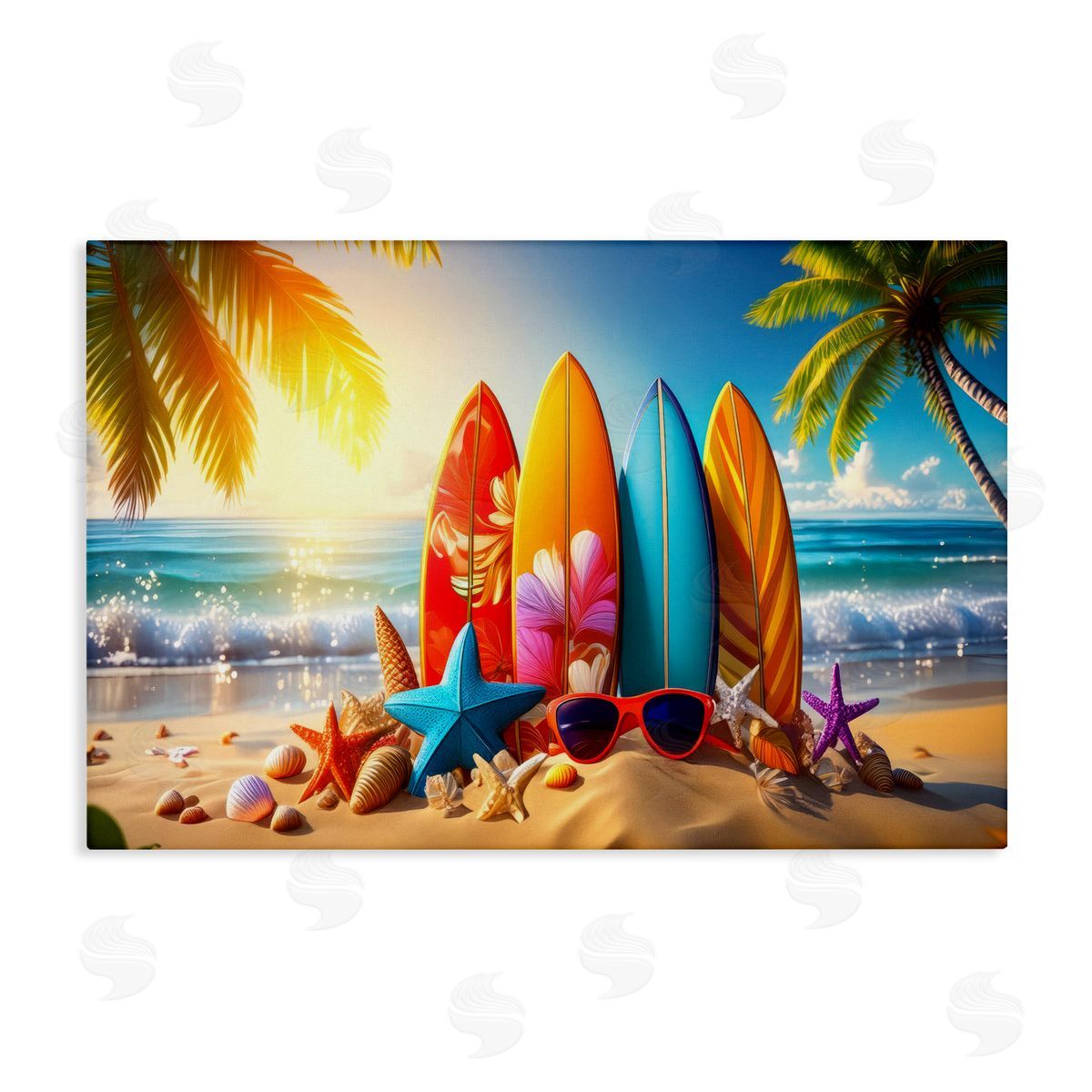 Tropical Surf & Turf Canvas Wall Art, Home Decor by Alina Georgescu