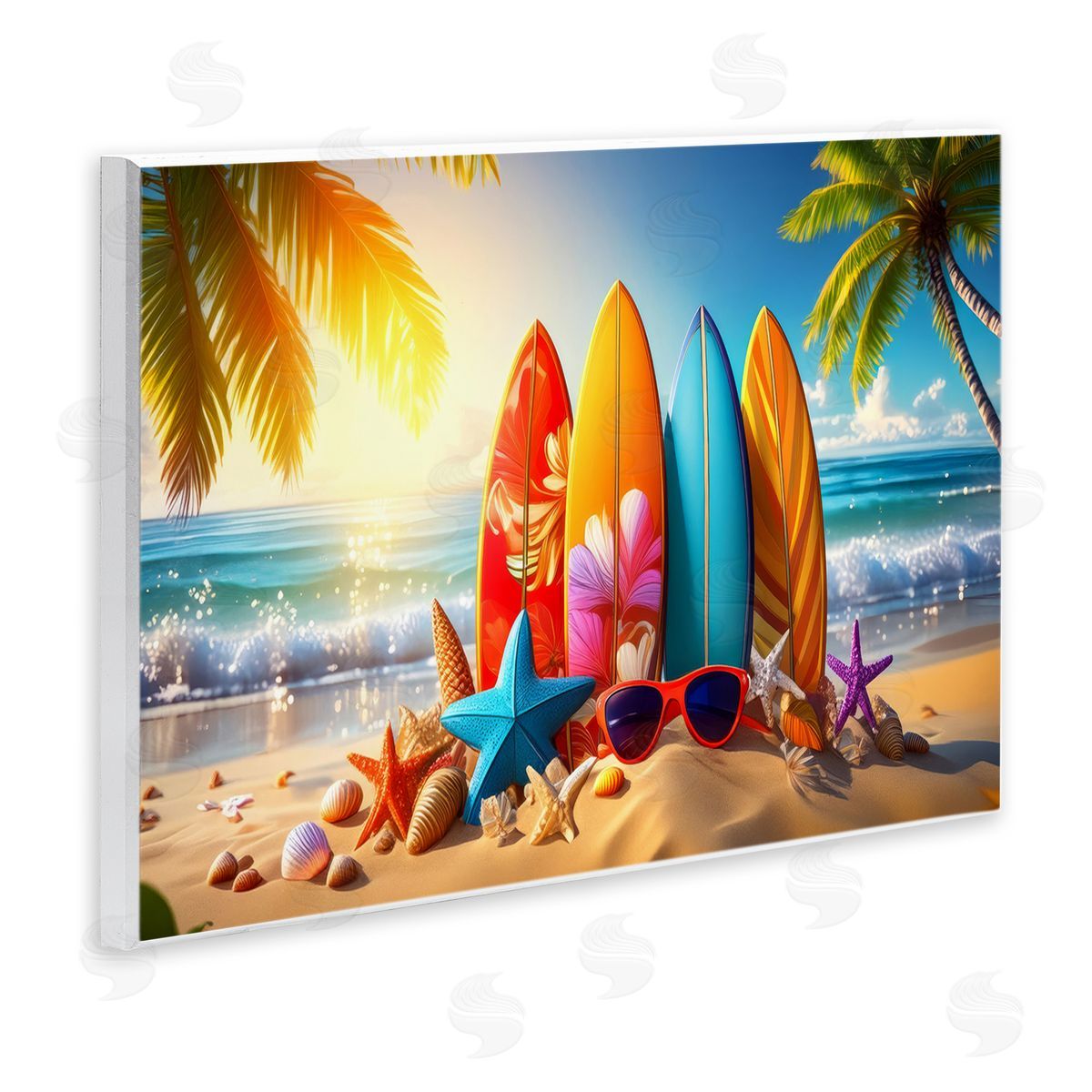 Tropical Surf & Turf Wood Plaque Wall Art, Home Decor by Alina Georgescu