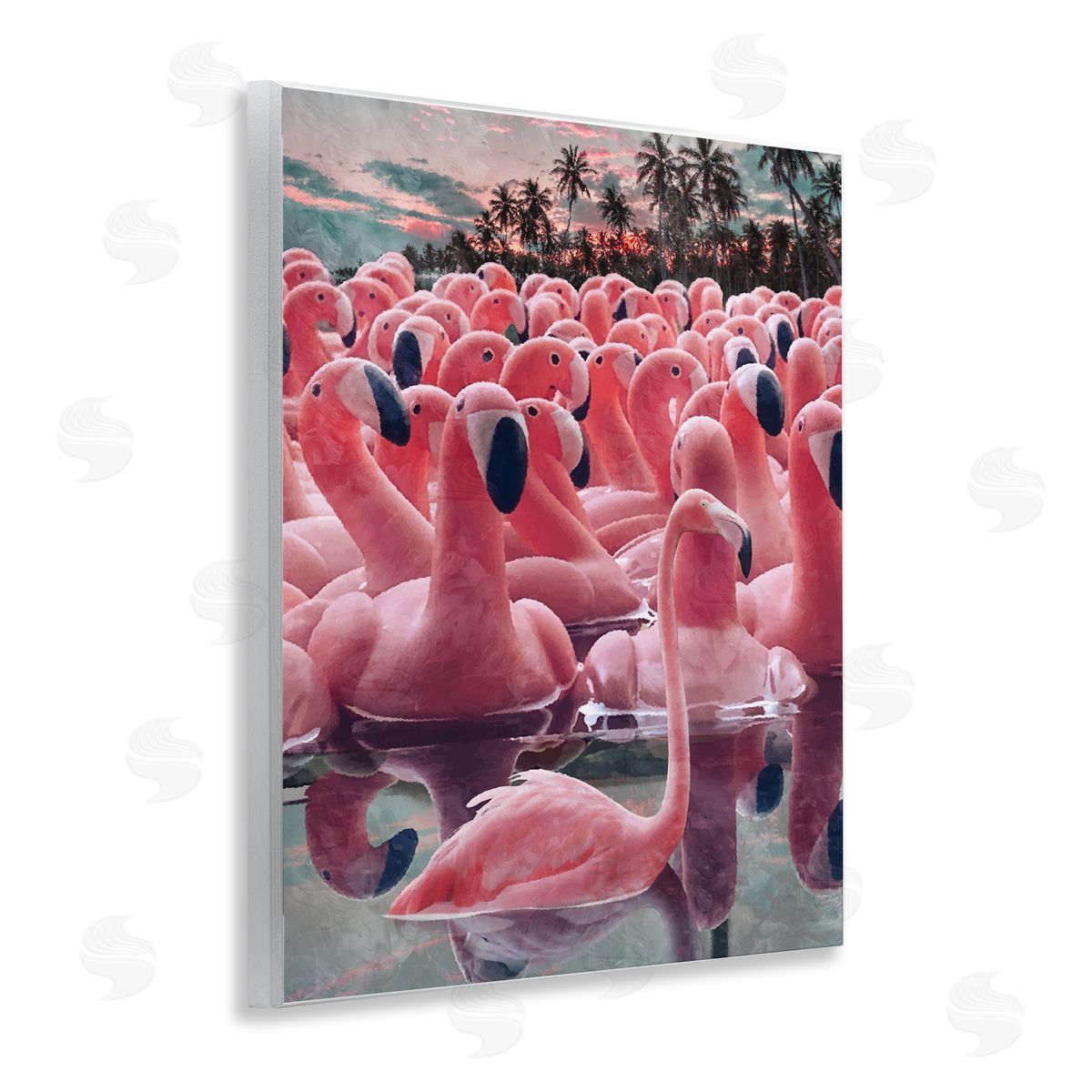 Flamingo Among Floats Wood Plaque Wall Art, Home Decor by Ziwei Li