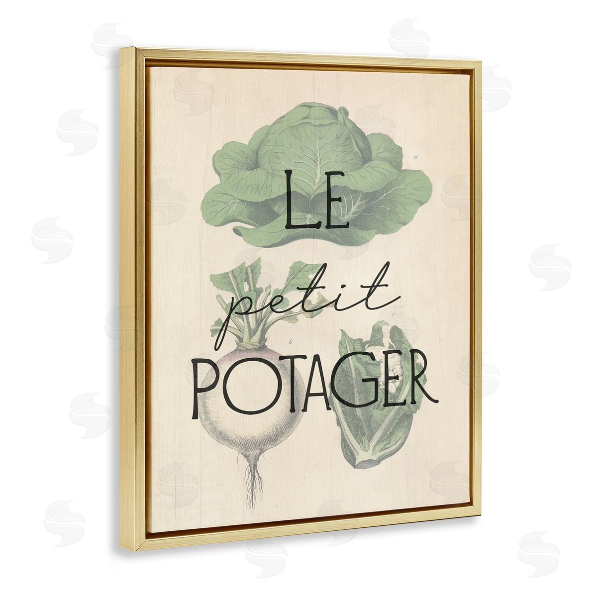 French Vegetable Garden Gold Floating Frame Canvas Wall Art, Home Decor by Stupell Studio